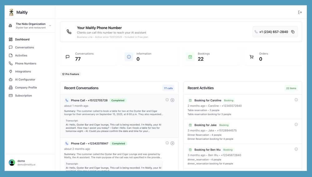 Maitly.ai interface