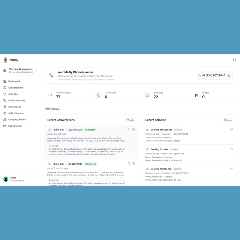 Maitly.ai interface